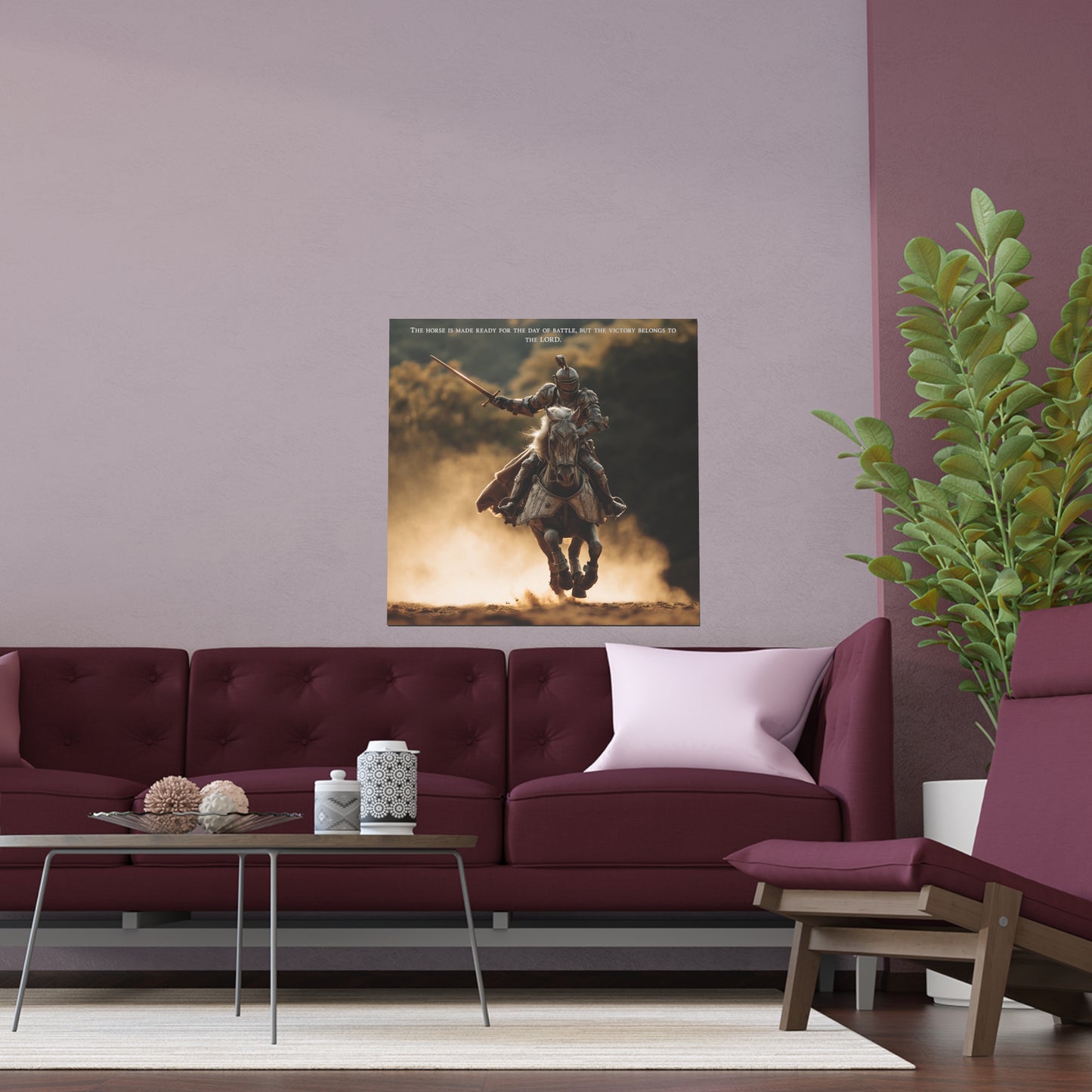 Medieval Knight on Horseback Silk Poster