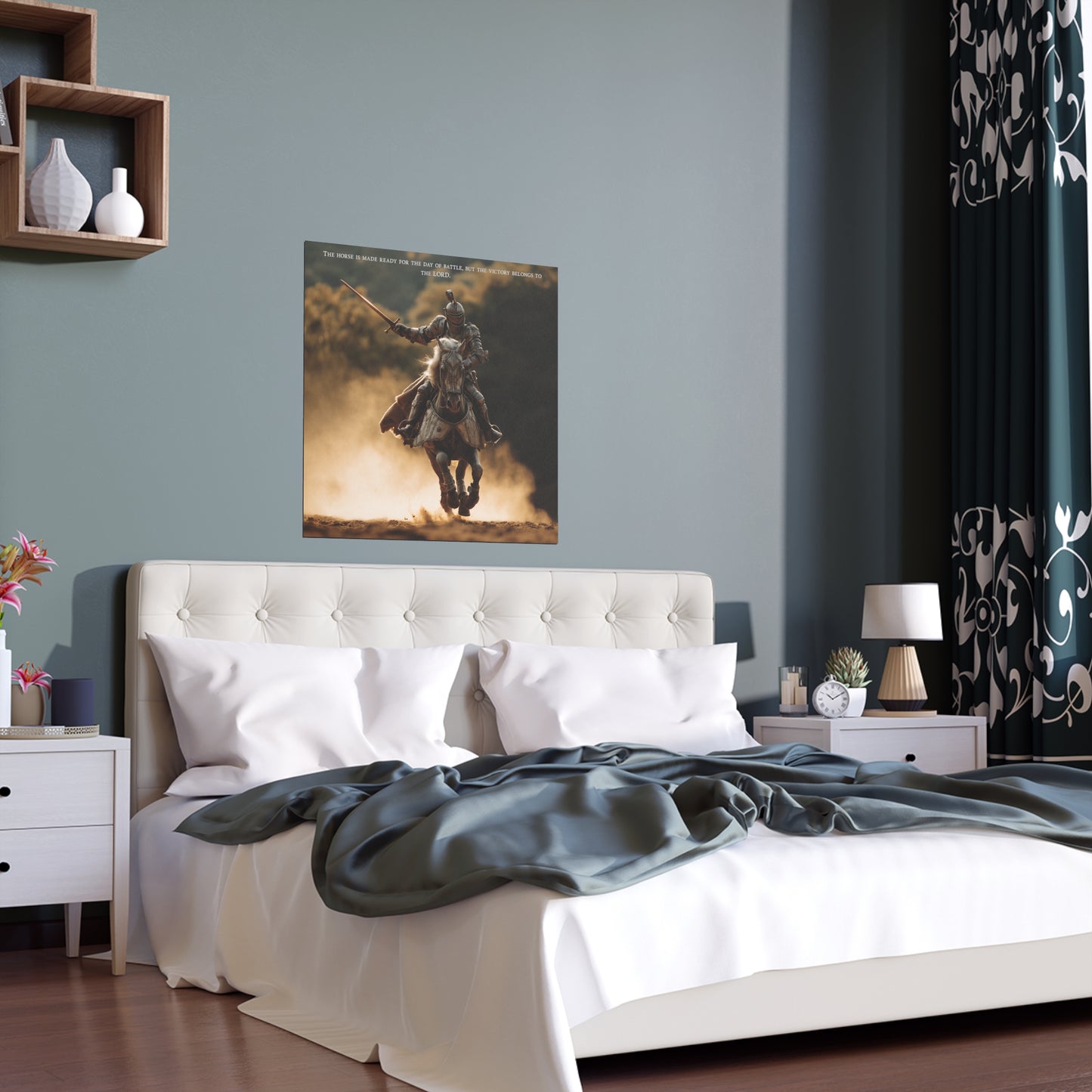 Medieval Knight on Horseback Silk Poster